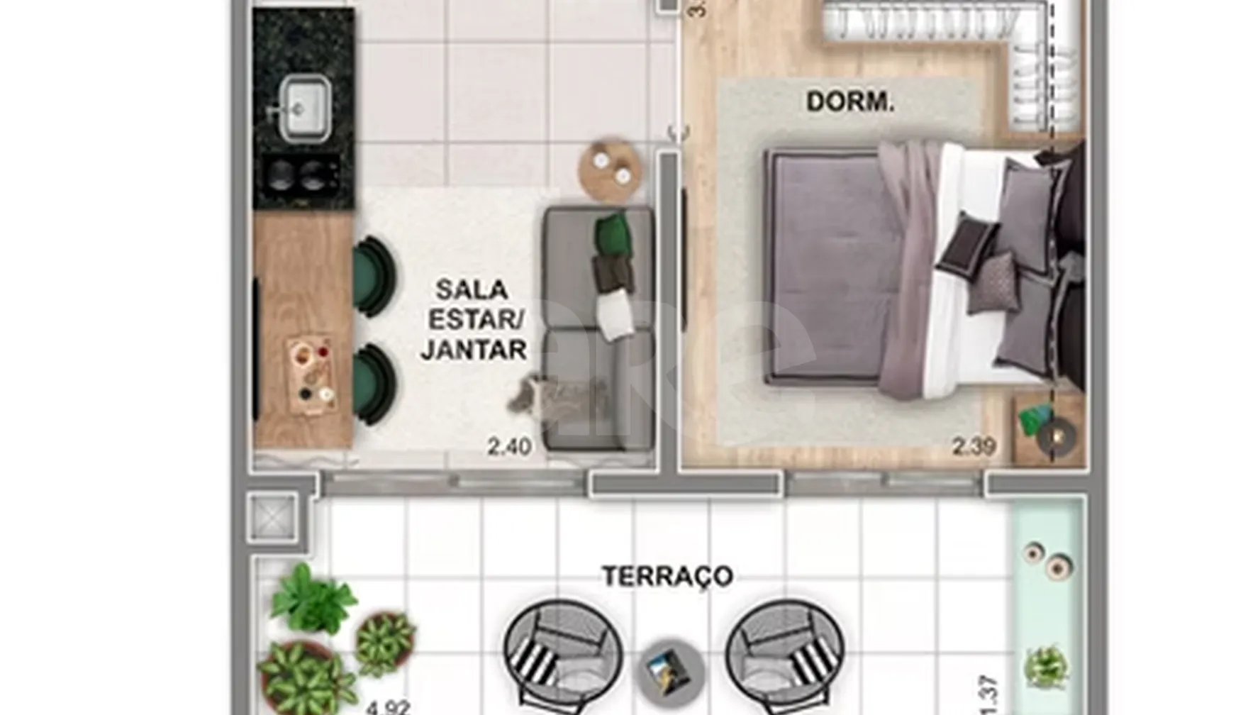 Planta — Apartamento 30,91 m²
