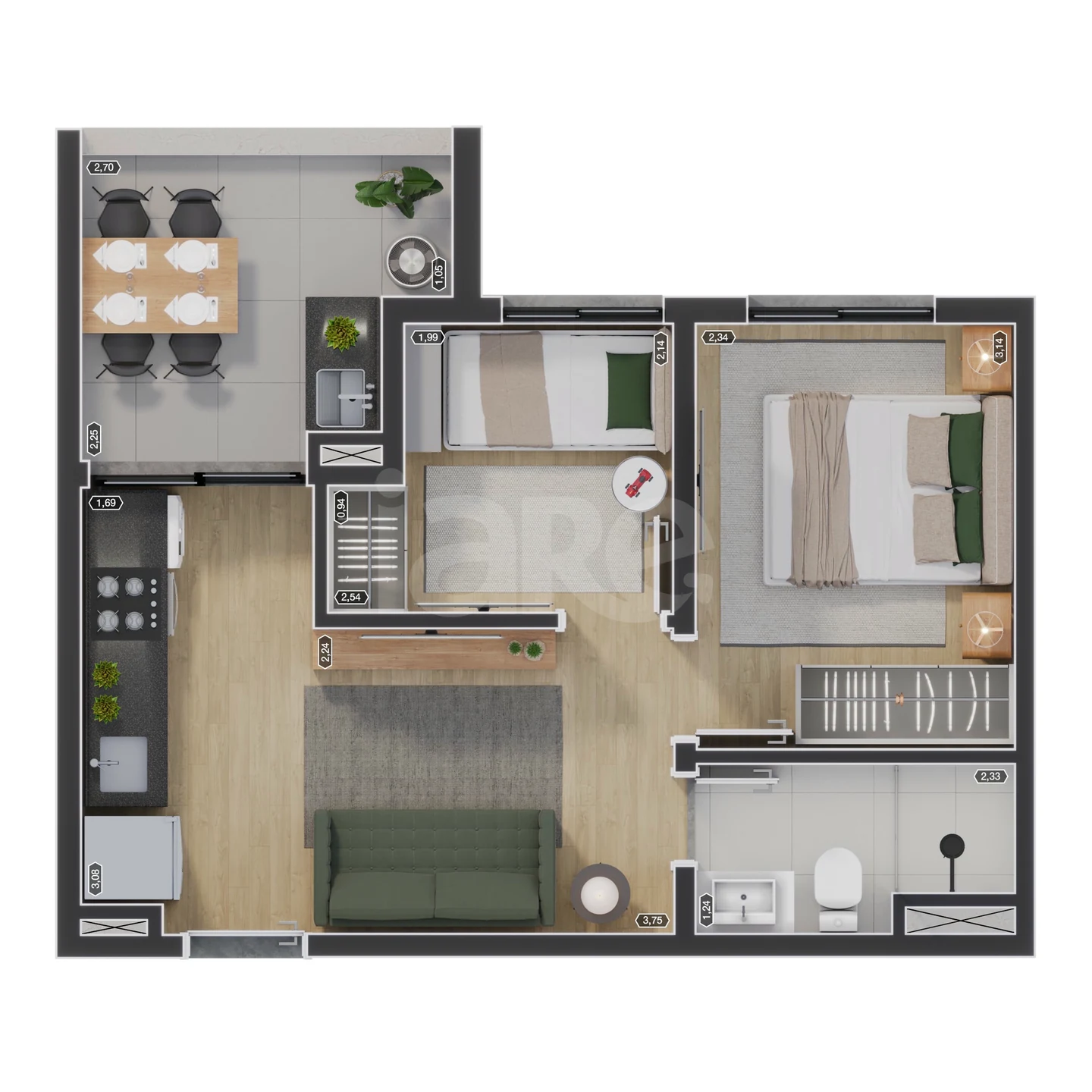 Planta — Apartamento 37,61 m²