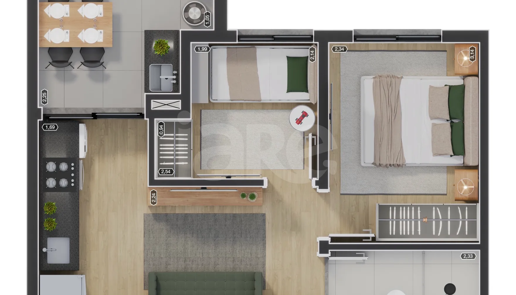 Planta — Apartamento 37,61 m²
