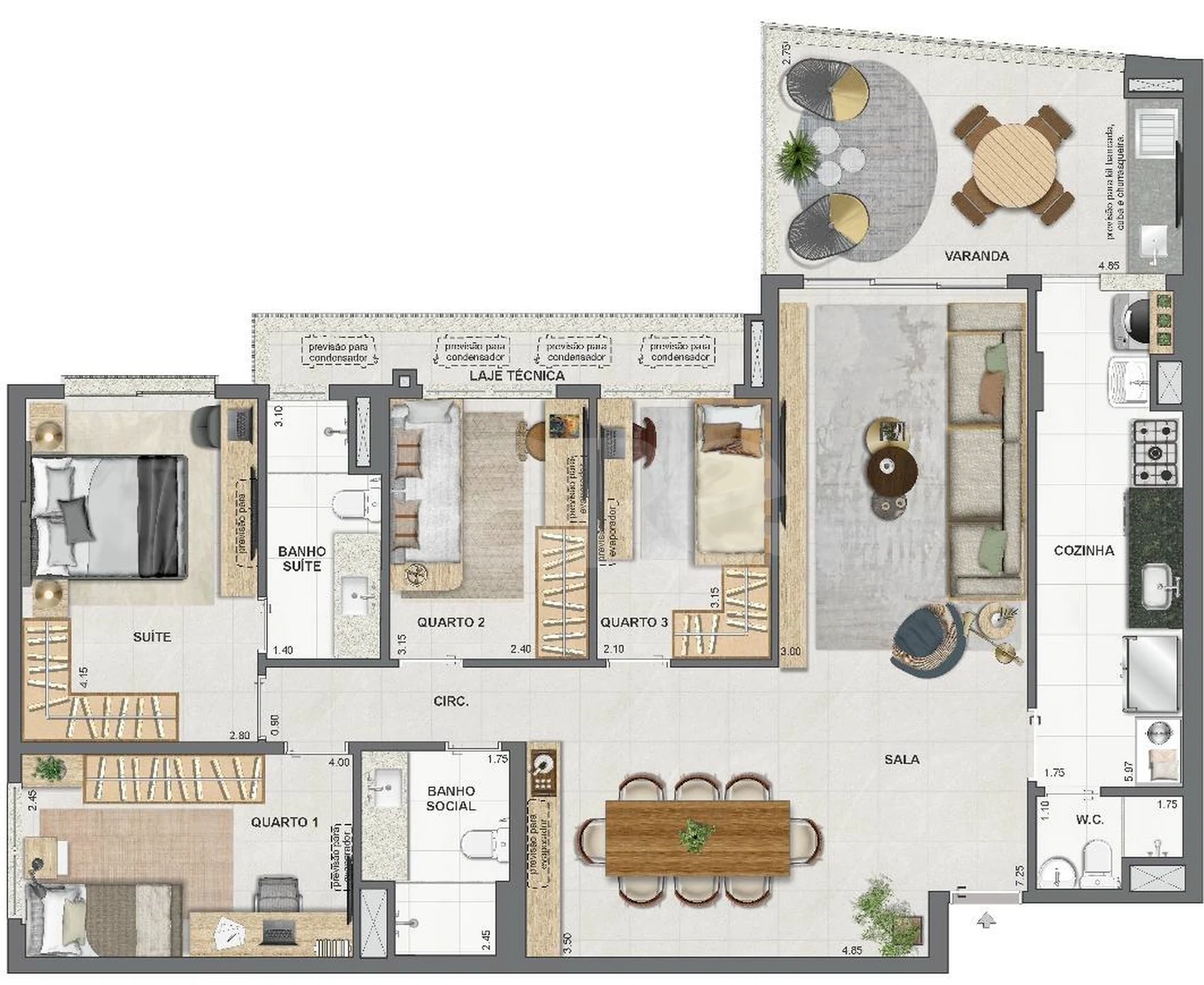 Planta — Apartamento 124,42 m²