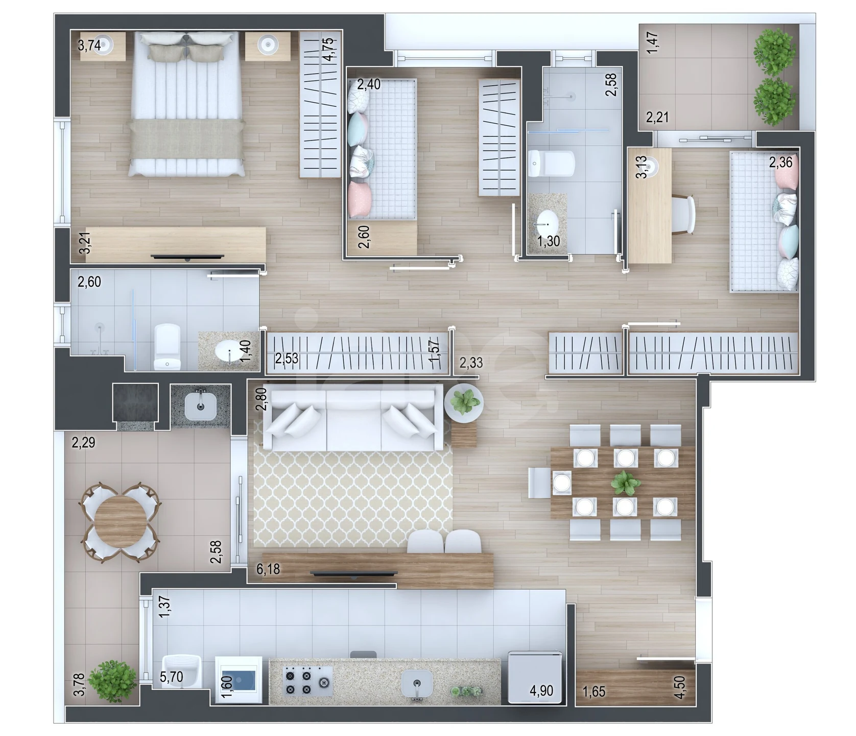 Planta — Apartamento 91,81 m²