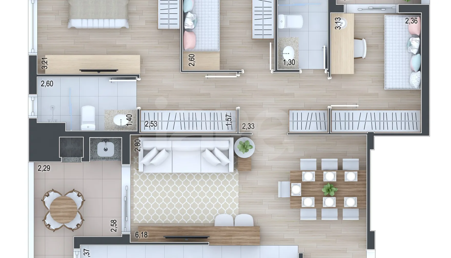 Planta — Apartamento 91,81 m²
