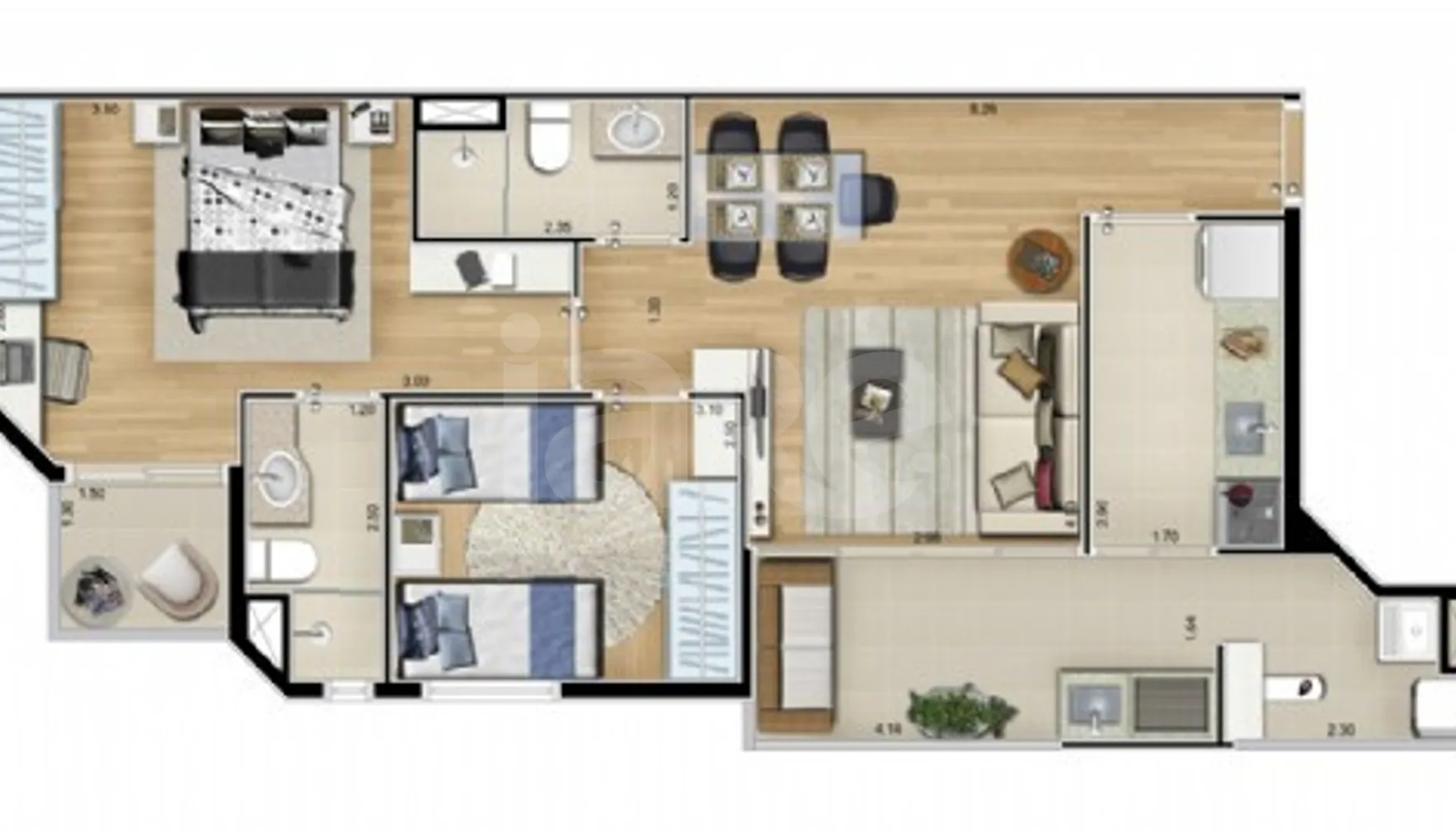 Planta — Apartamento 68,55 m²