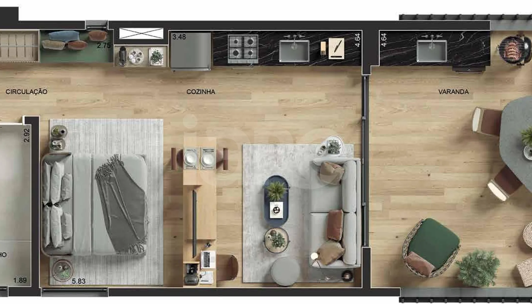 Planta — Studio 58,33 m²