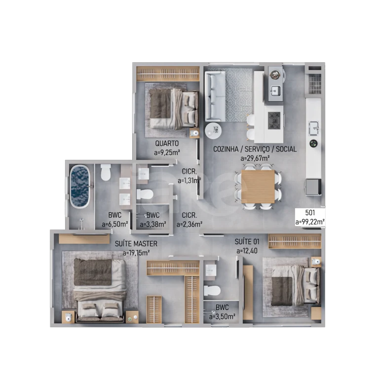 Planta — Cobertura Horizontal 99,7 m²