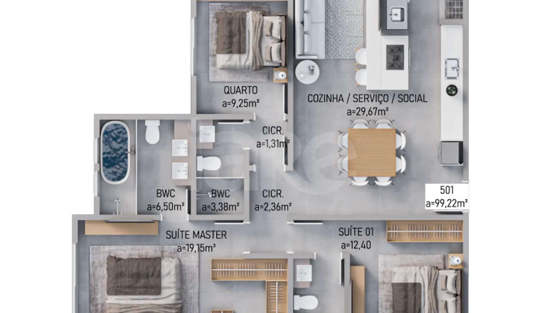 Planta — Cobertura Horizontal 99,7 m²
