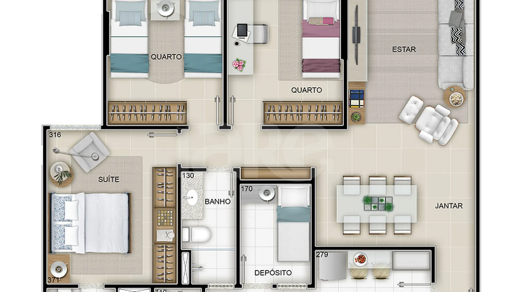Planta — Apartamento 96,73 m²