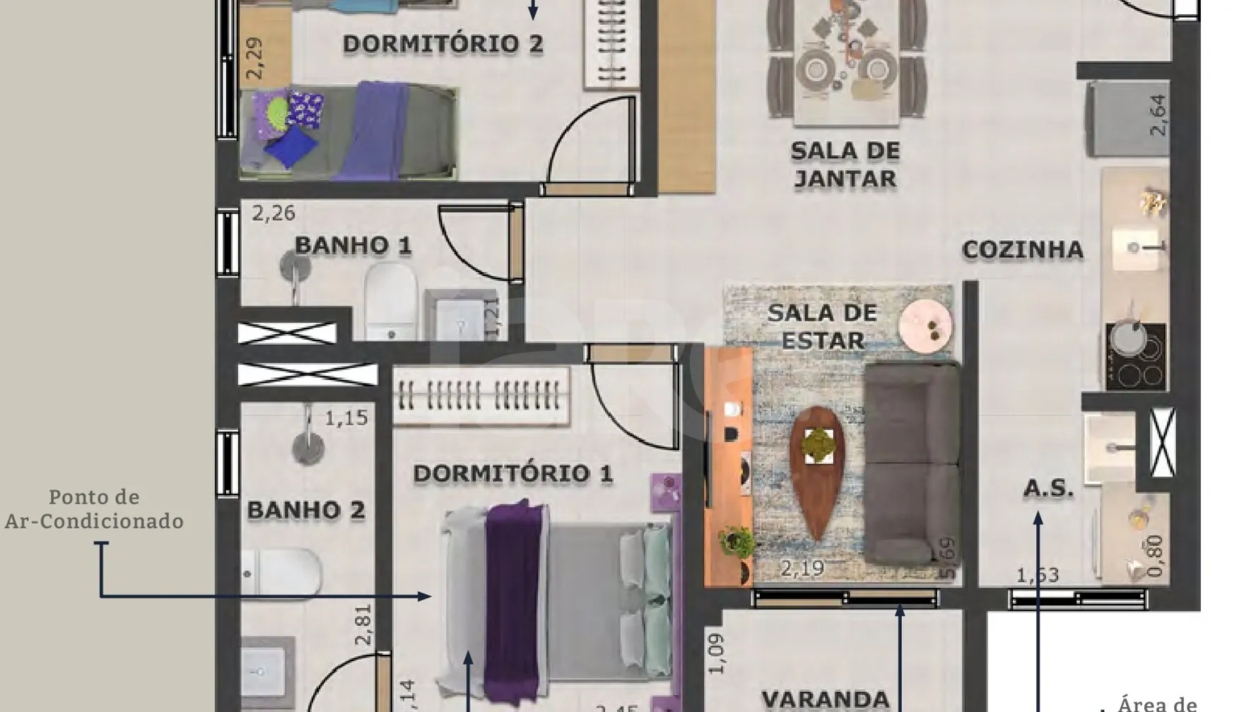 Planta — Apartamento 56,19 m²