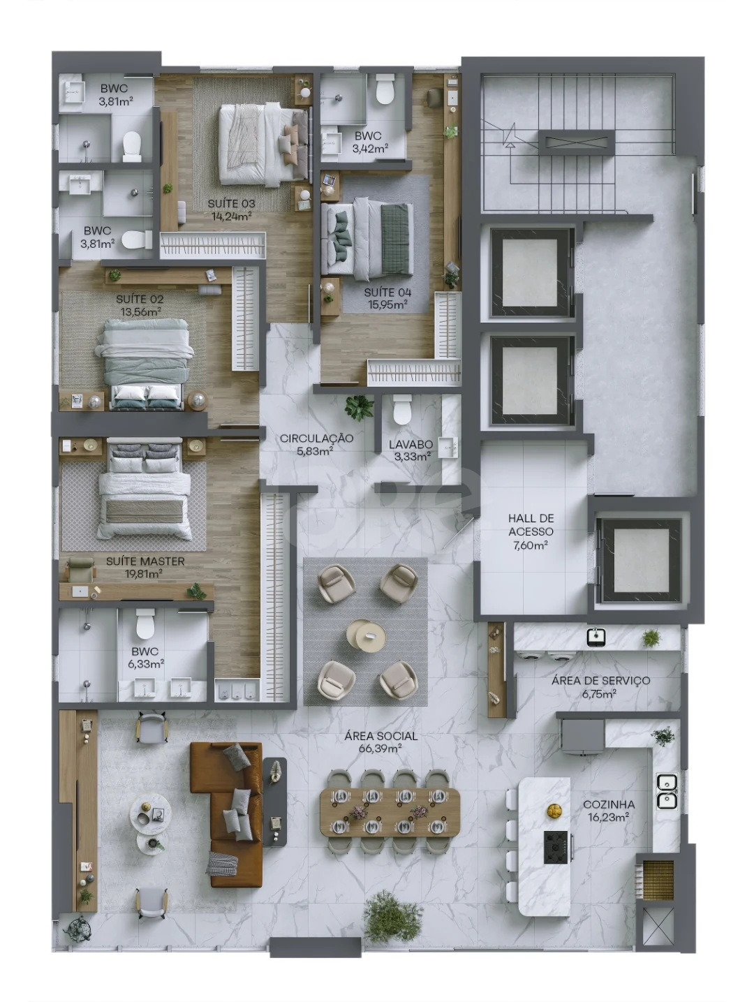 Planta — Apartamento 202 m²