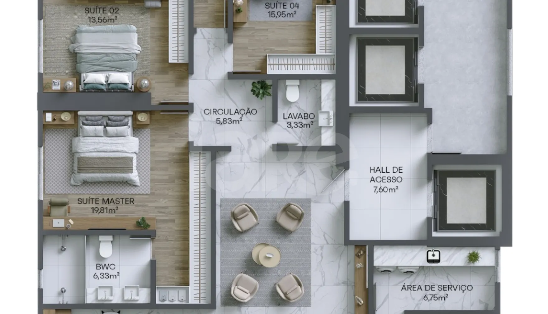 Planta — Apartamento 202 m²