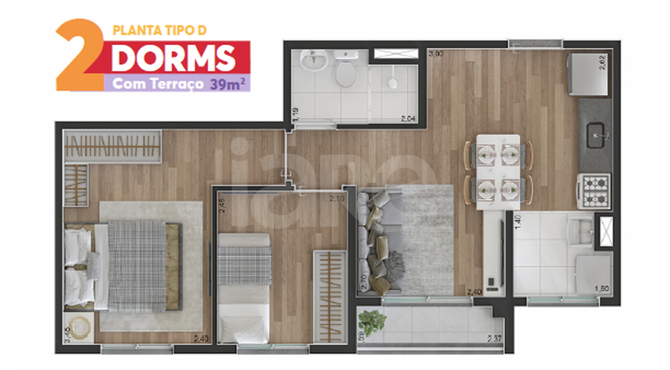 Planta — Apartamento 39,9 m²