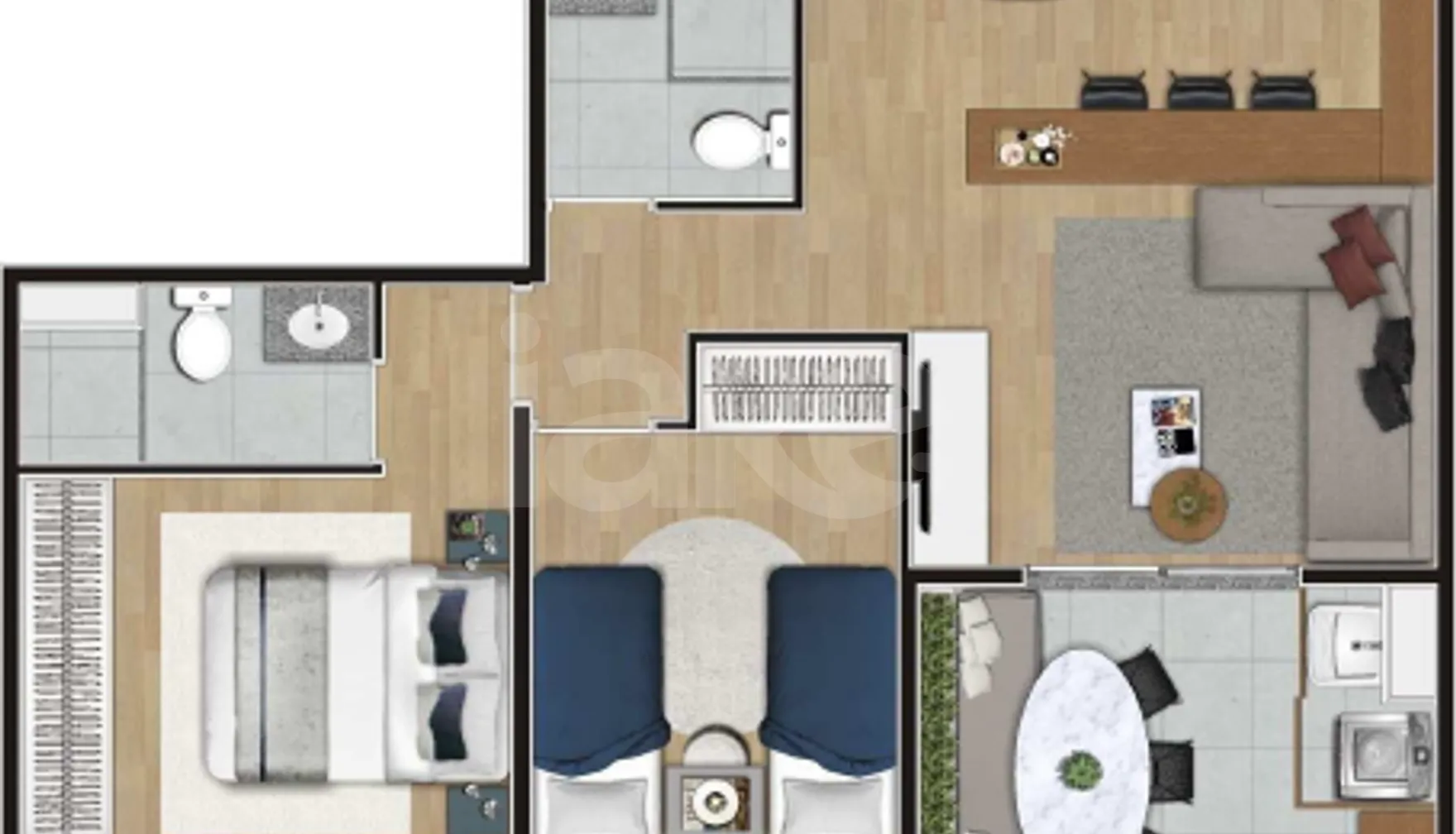 Planta — Apartamento 55,92 m²