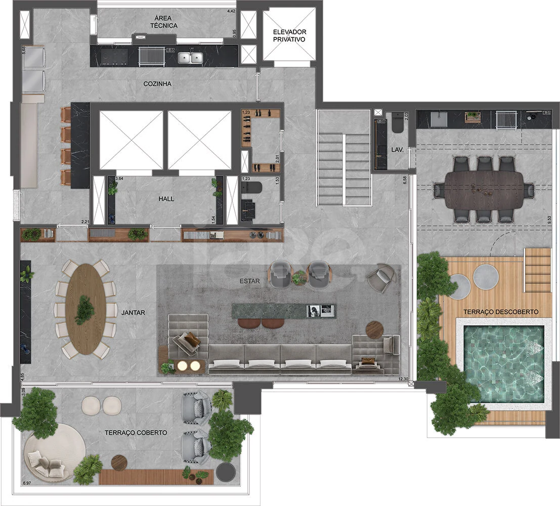 Planta — Cobertura Duplex 423,89 m²