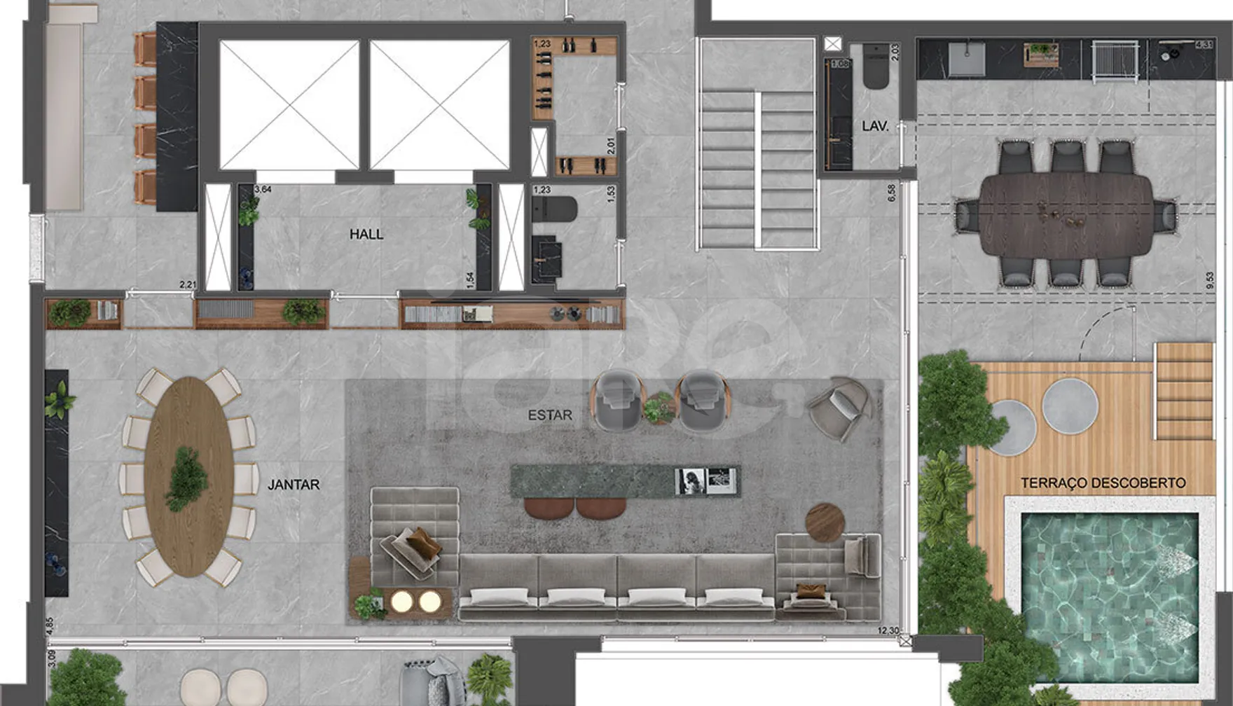 Planta — Cobertura Duplex 423,89 m²
