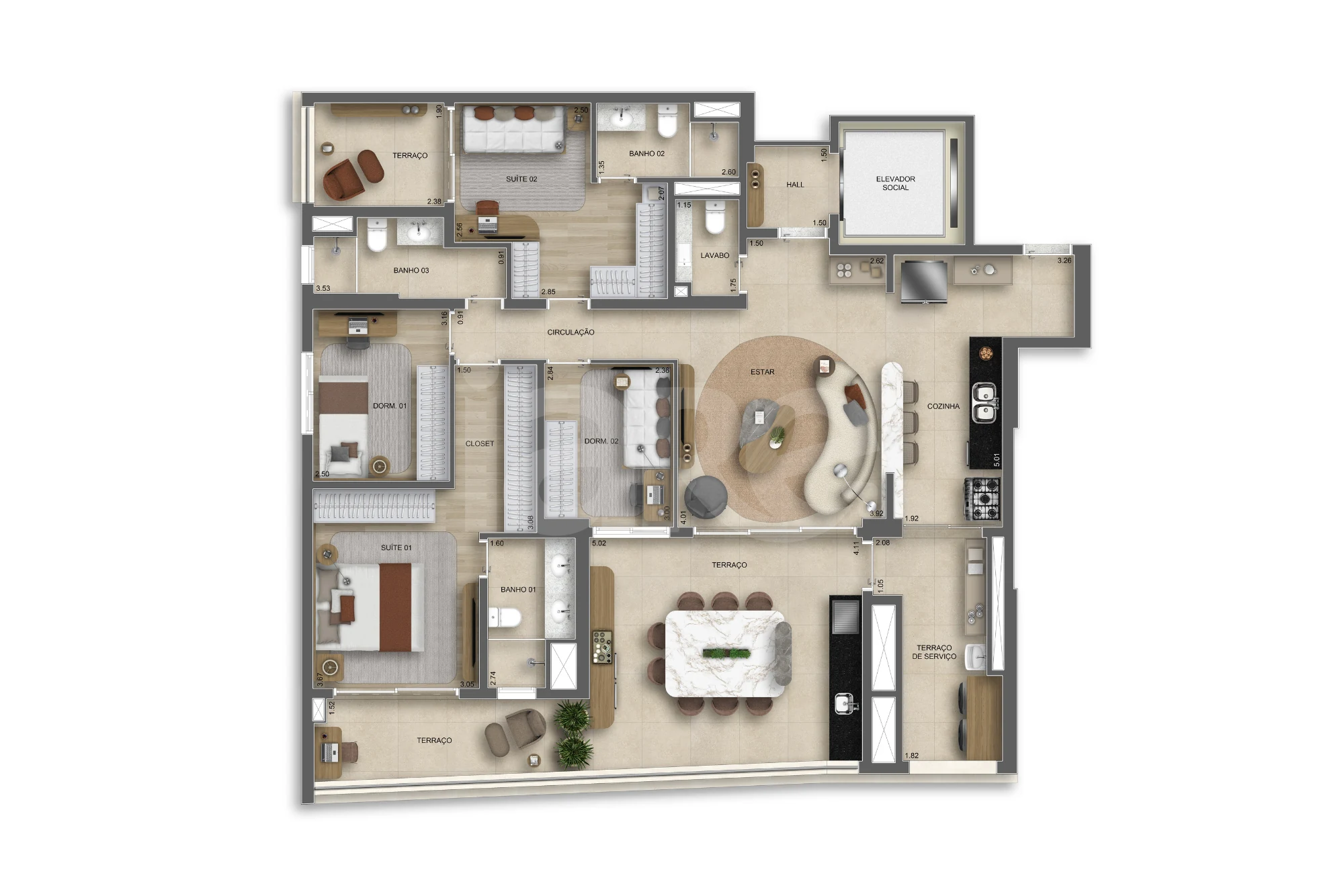 Planta — Apartamento 155 m²