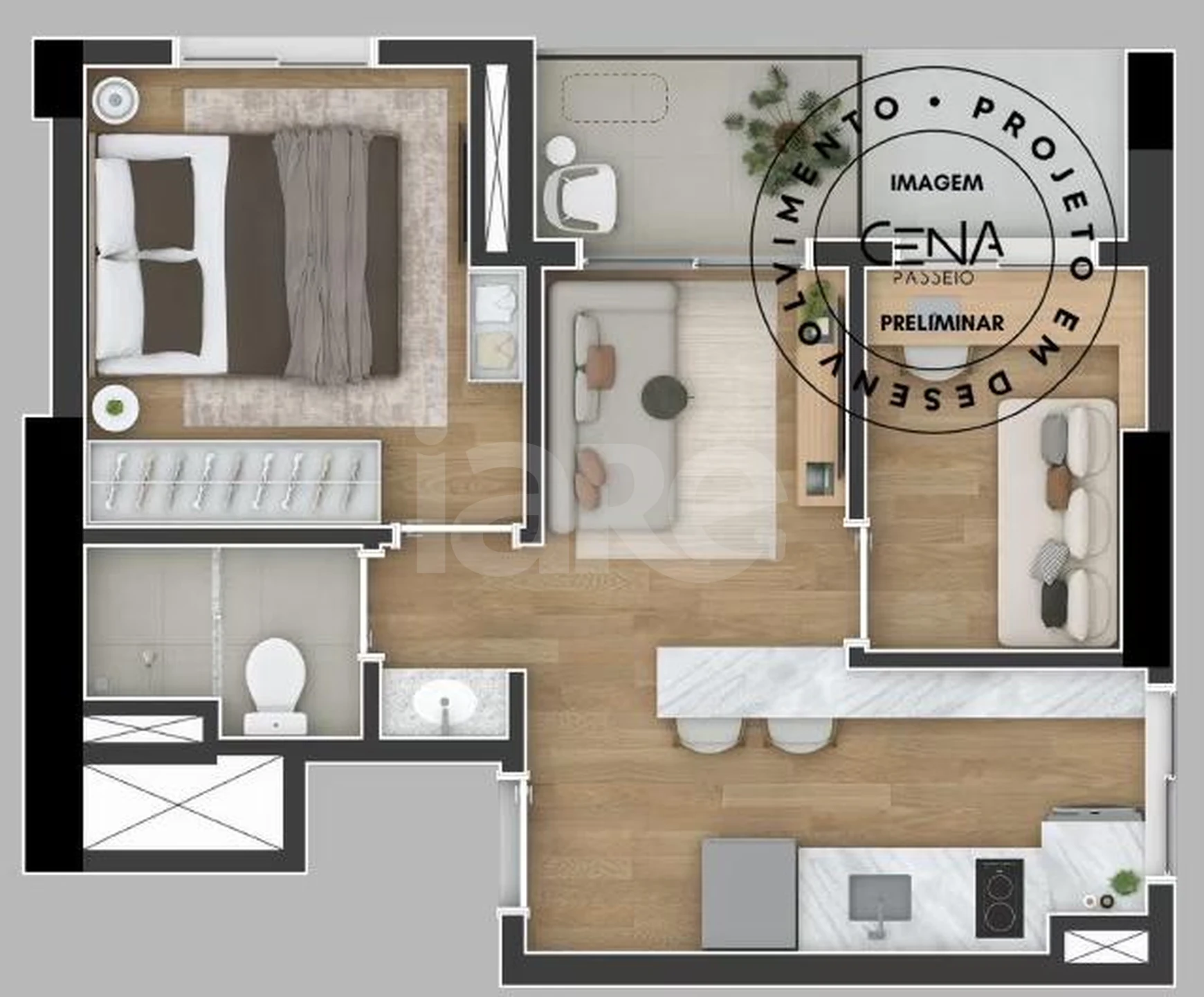 Planta — Apartamento 34,96 m²