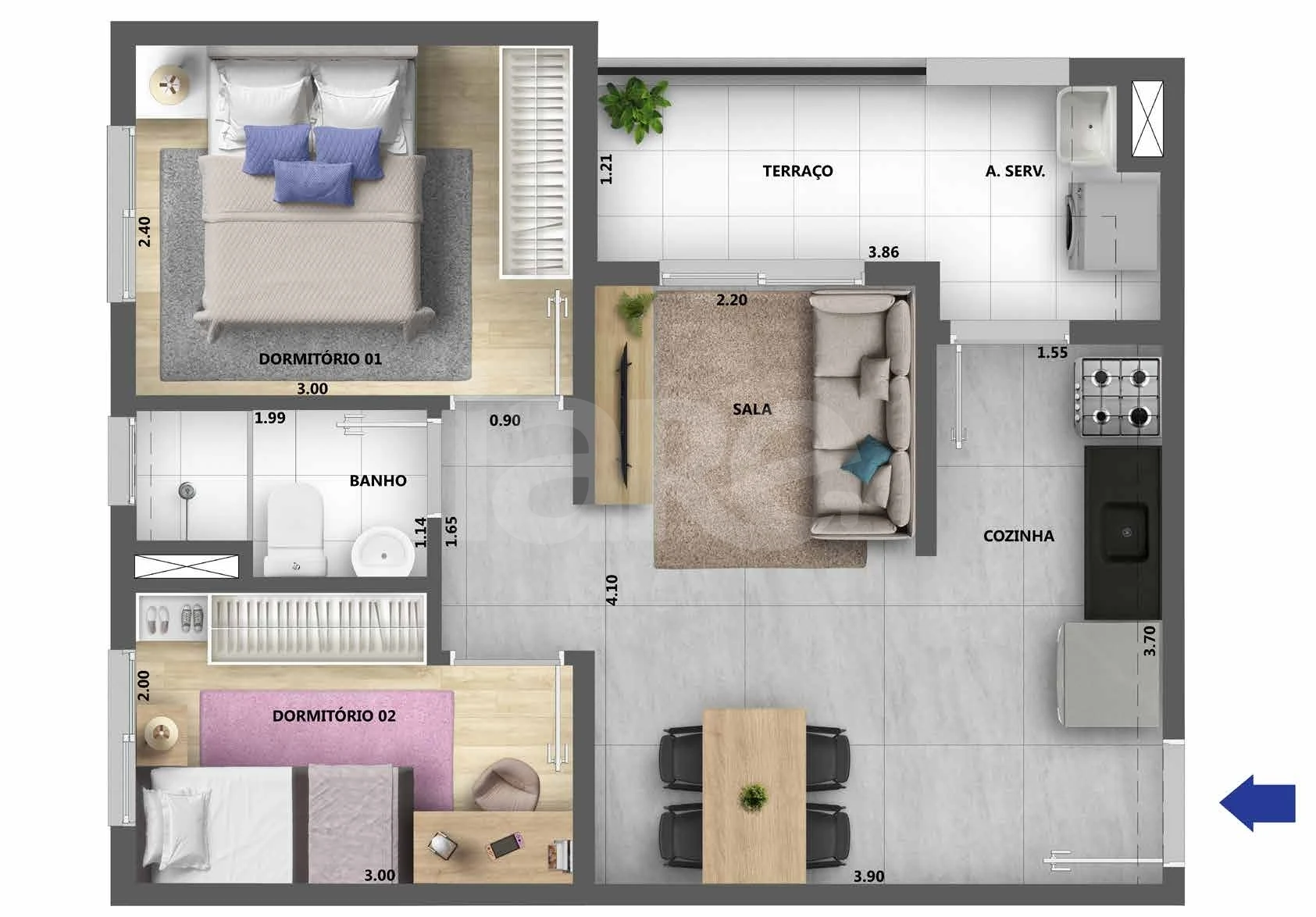 Planta — Apartamento 37 m²