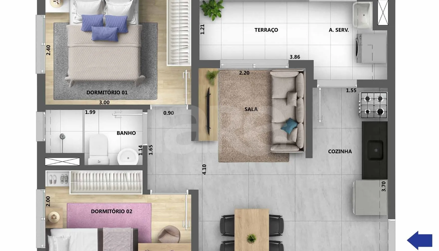 Planta — Apartamento 37 m²