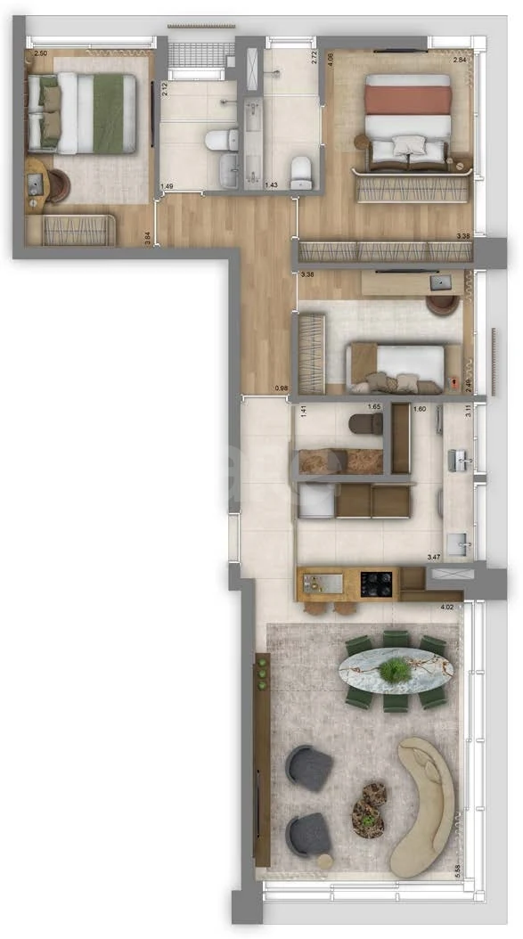 Planta — Apartamento 97,86 m²