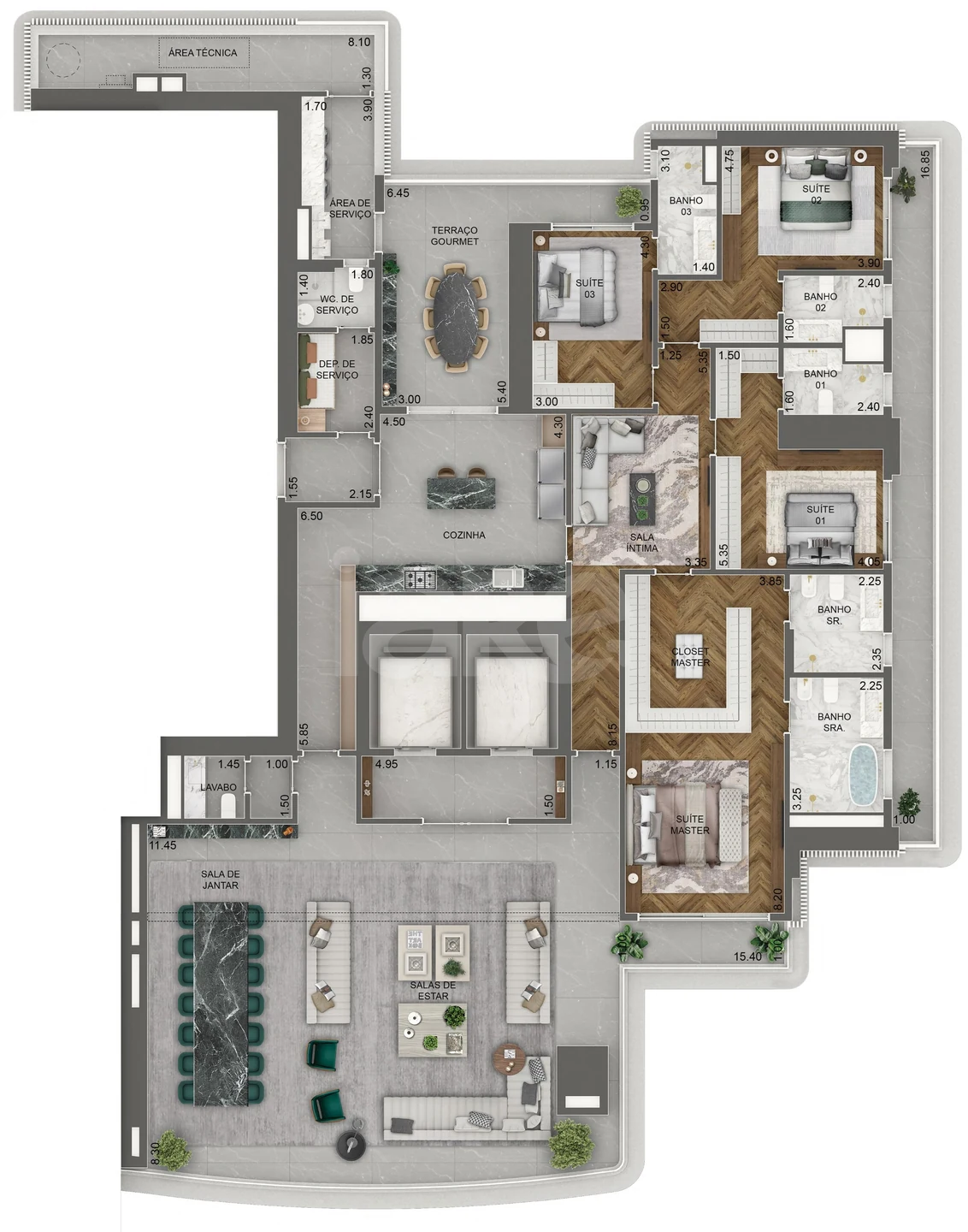 Planta — Apartamento 395 m²
