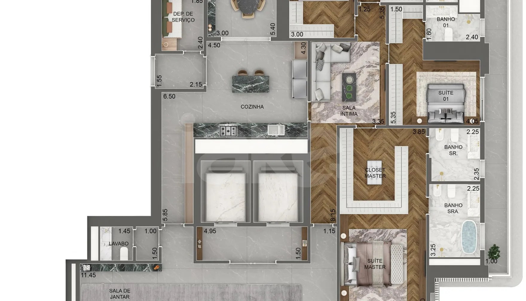 Planta — Apartamento 395 m²