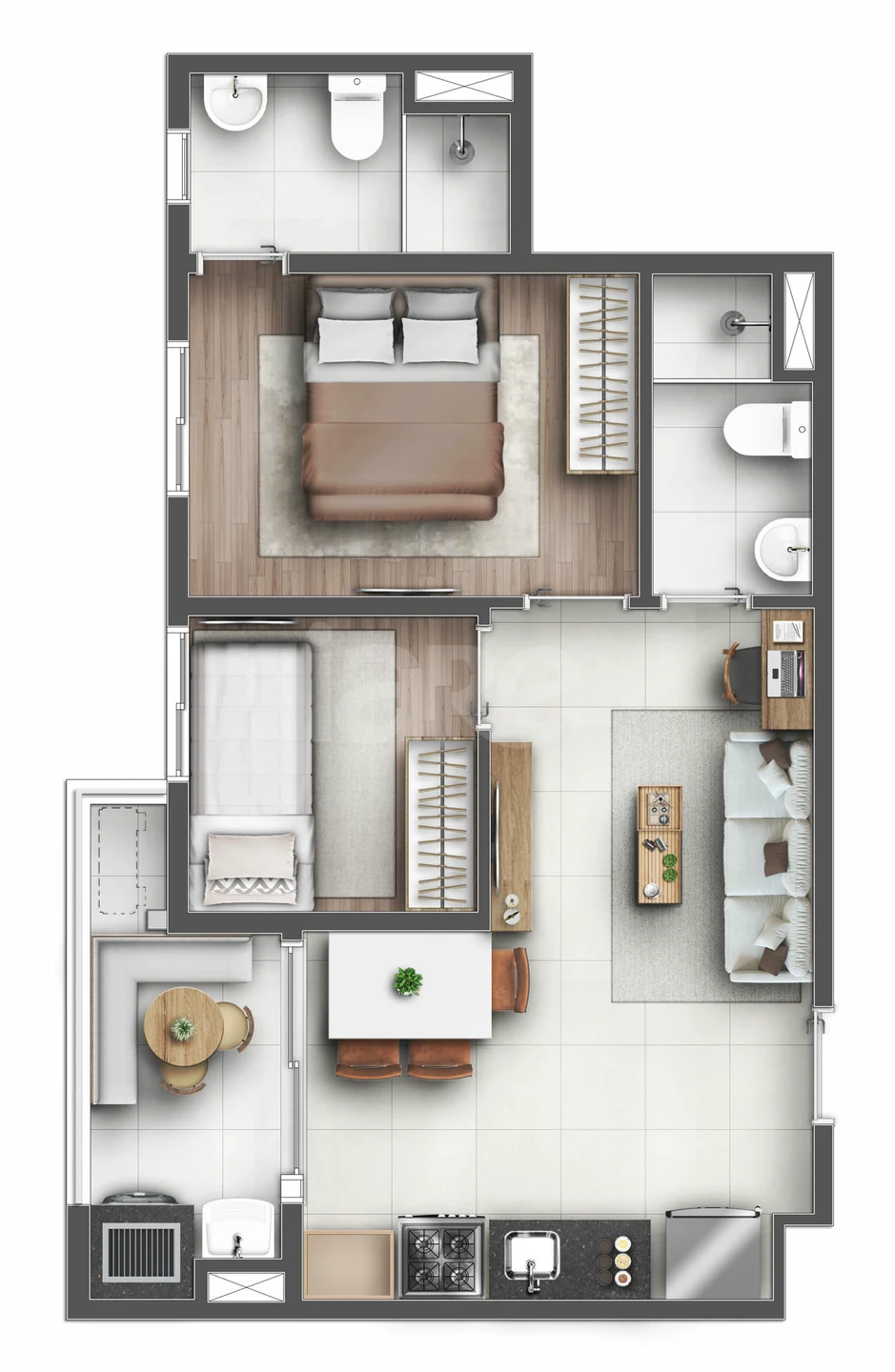Planta — Apartamento 45,07 m²
