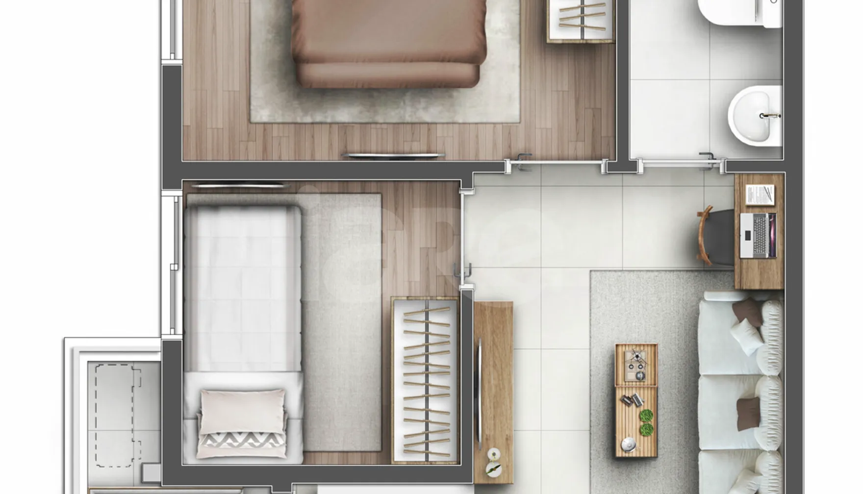 Planta — Apartamento 45,07 m²