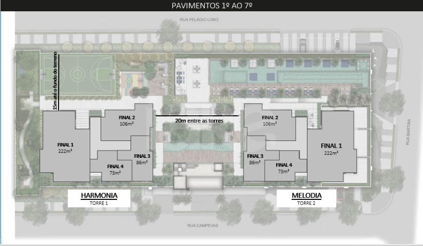 Planta — Pavimento 1º ao 7º andar