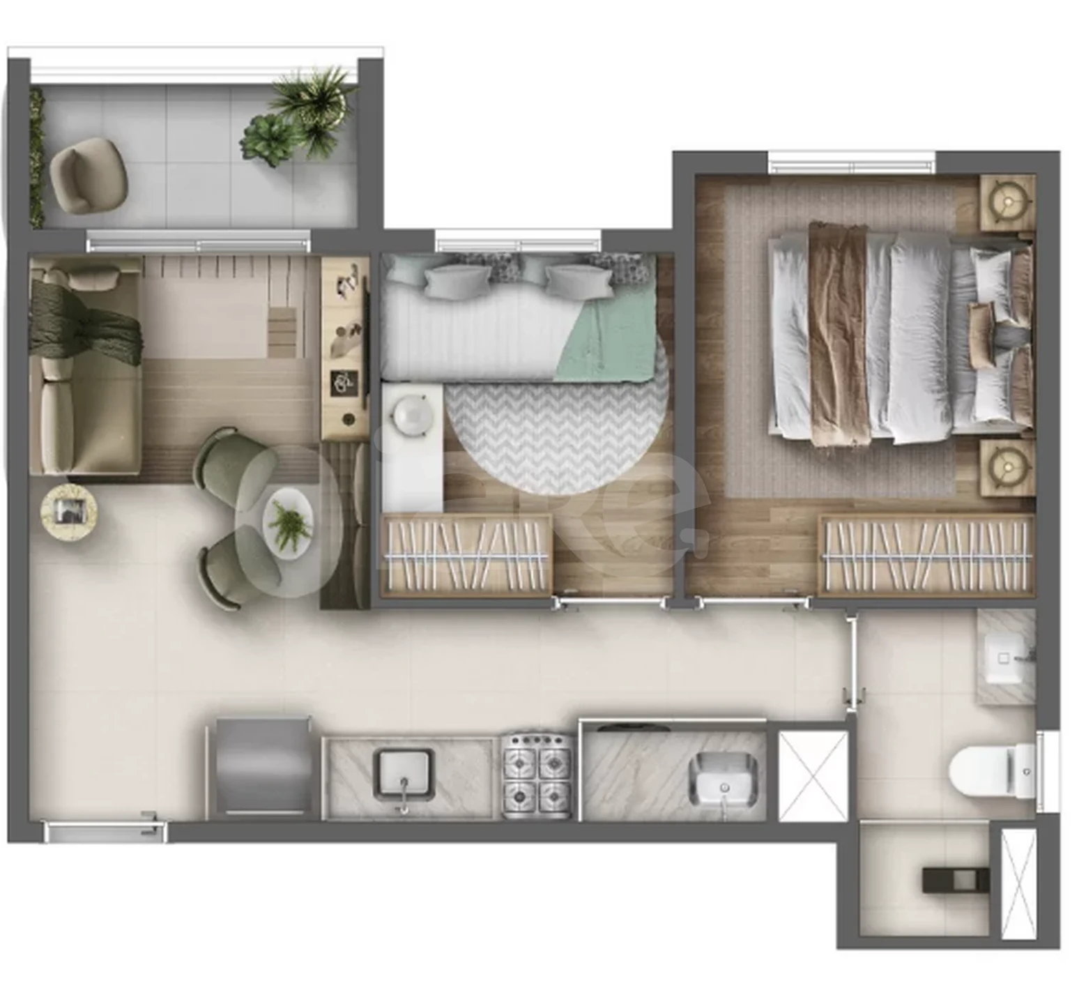 Planta — Apartamento 36,59 m²