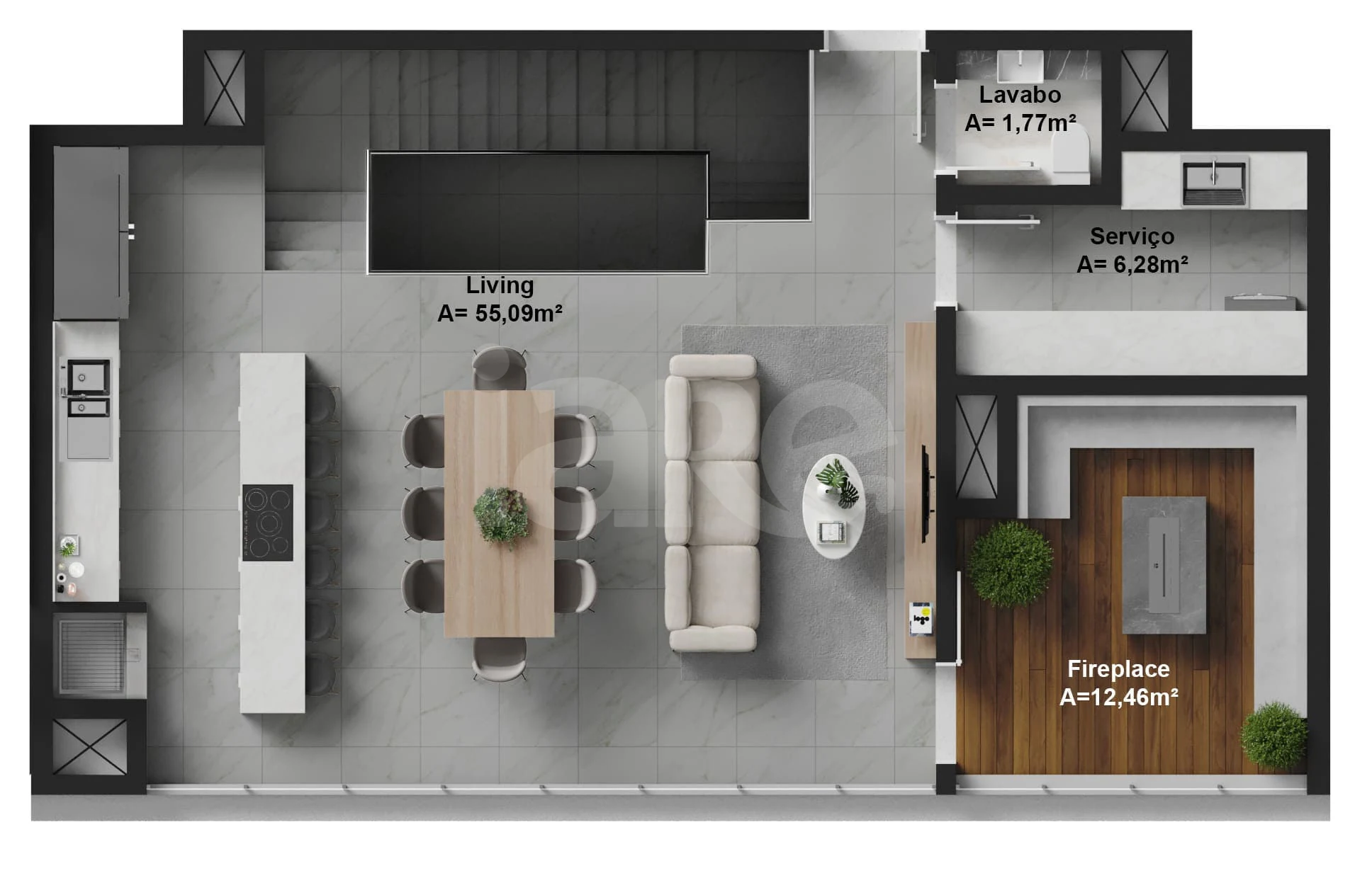 Planta — Apartamento 140 m²