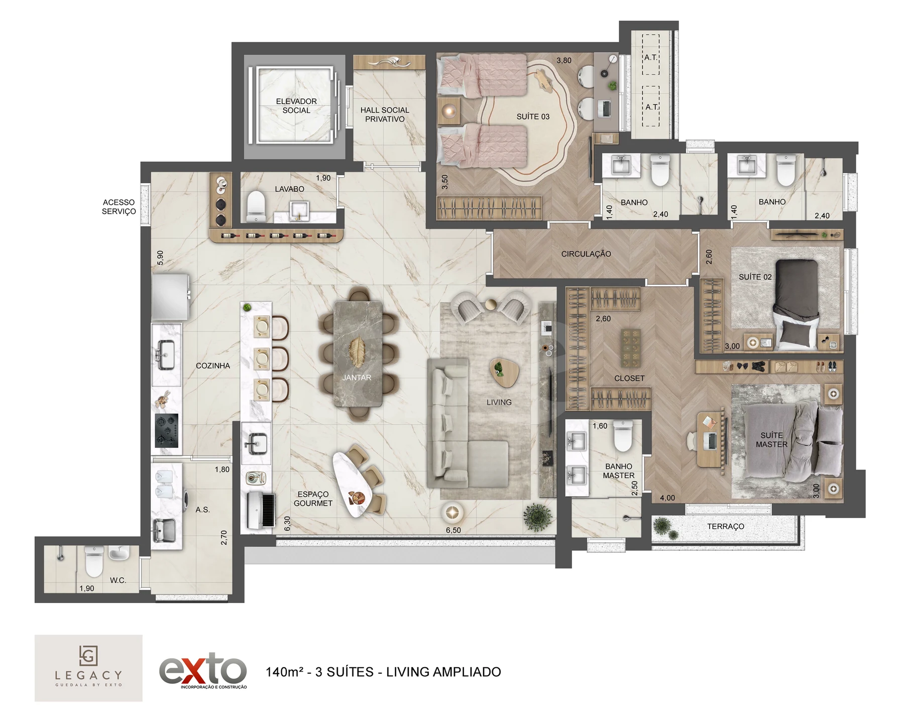 Planta — Apartamento 140,55 m²