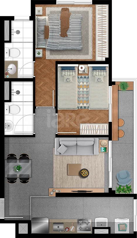 Planta — Apartamento 54,78 m²
