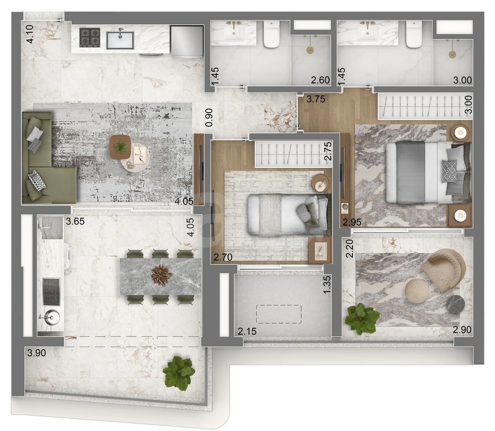 Planta — Apartamento 79,1 m²