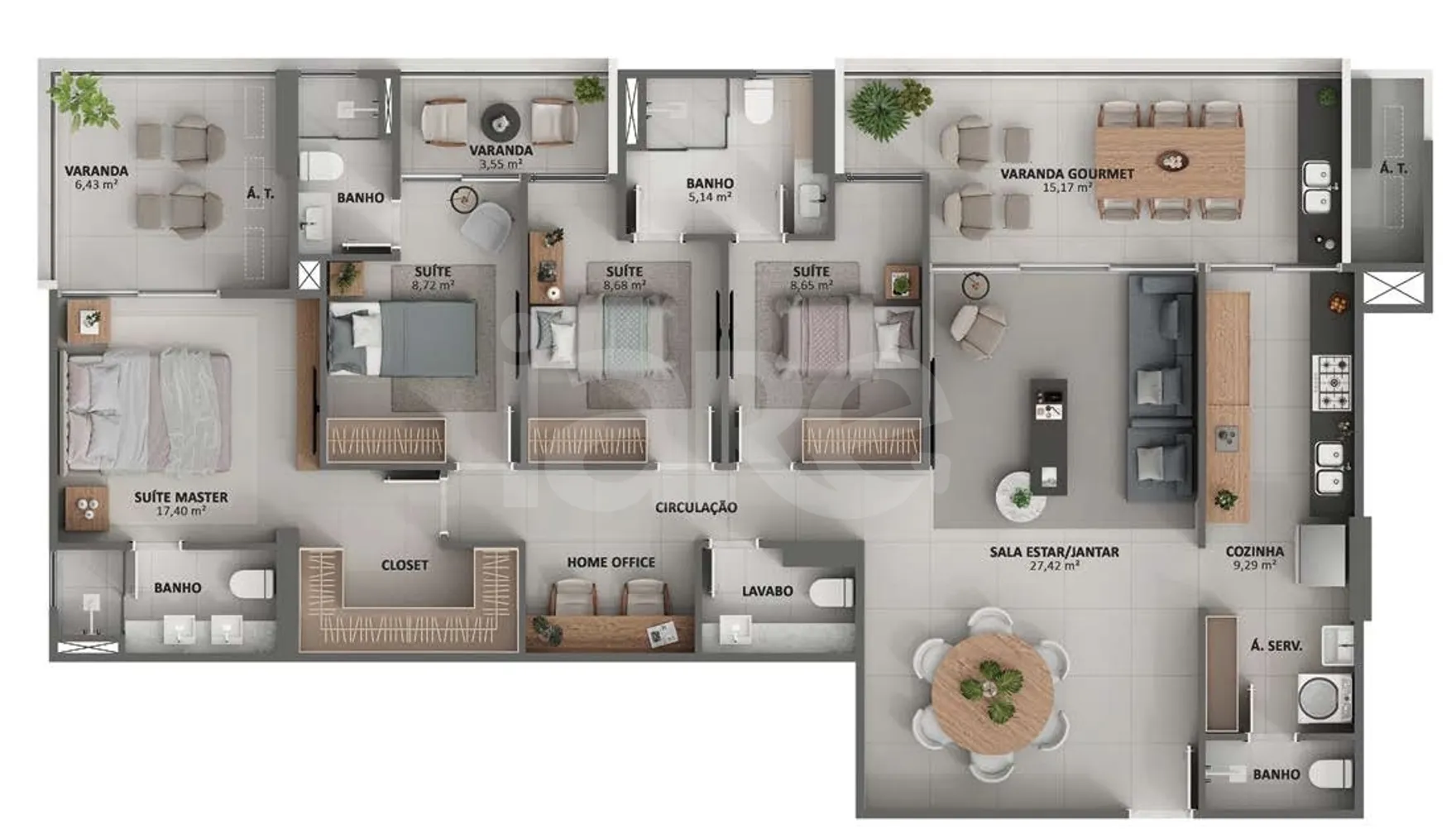 Planta — Apartamento 154,64 m²