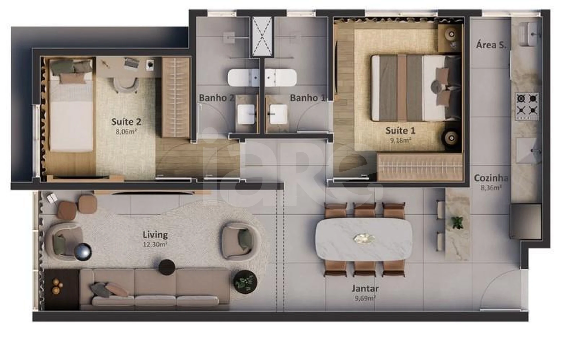 Planta — Apartamento 63,2 m²