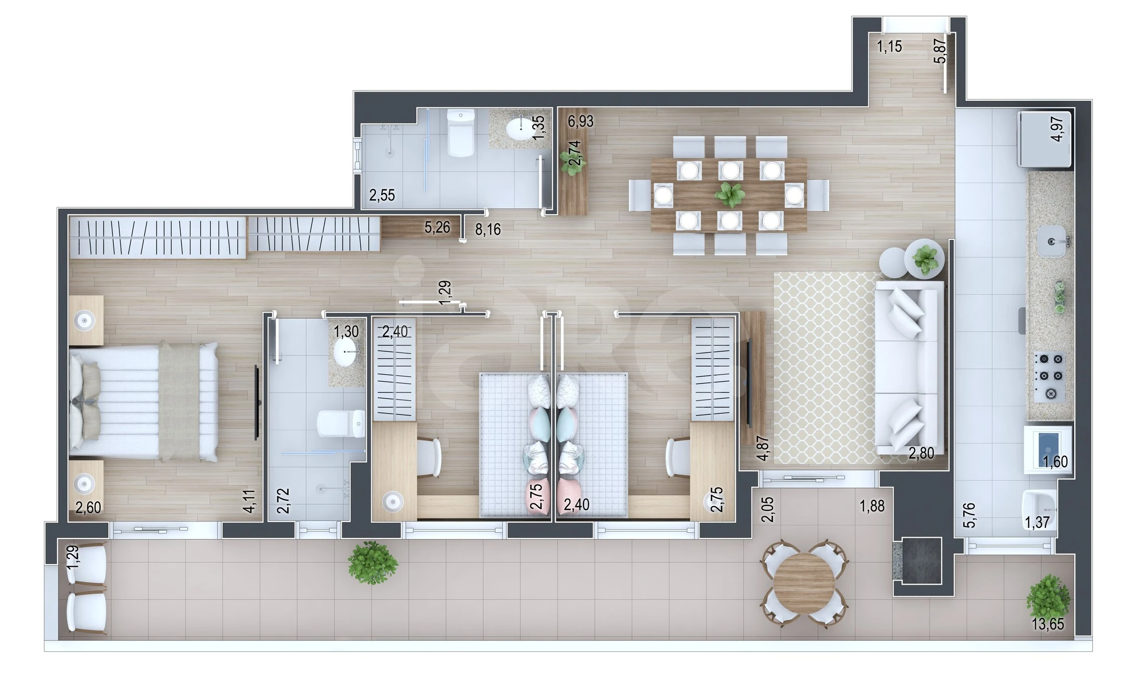 Planta — Apartamento 98,11 m²