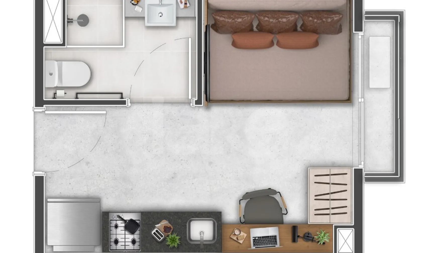 Planta — Studio 19,1 m²
