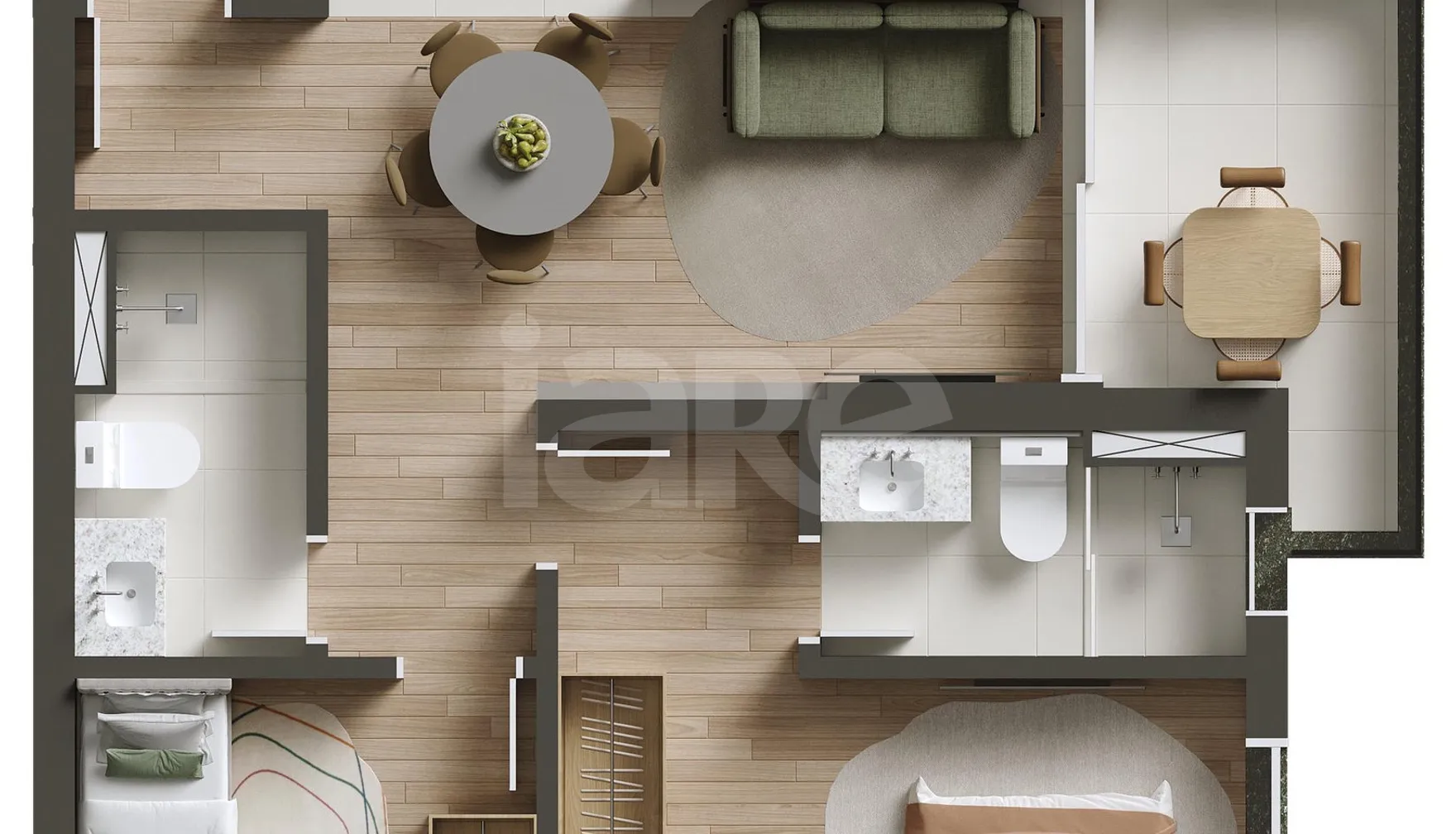 Planta — Apartamento 56,95 m²