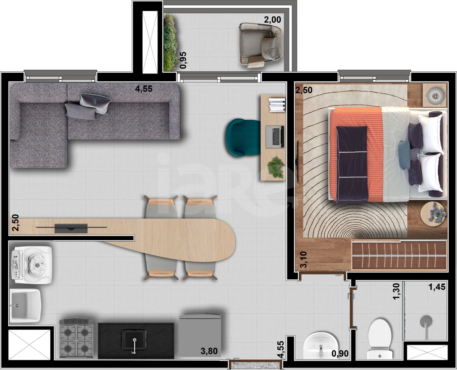 Planta — Apartamento 38 m²