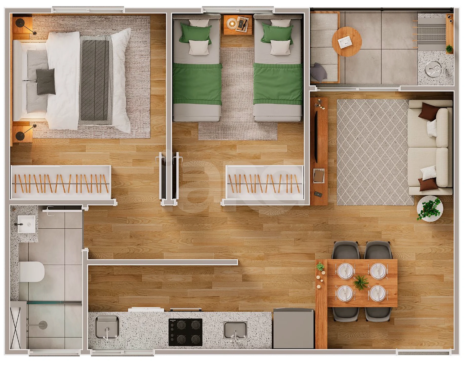 Planta — Apartamento 43,43 m²