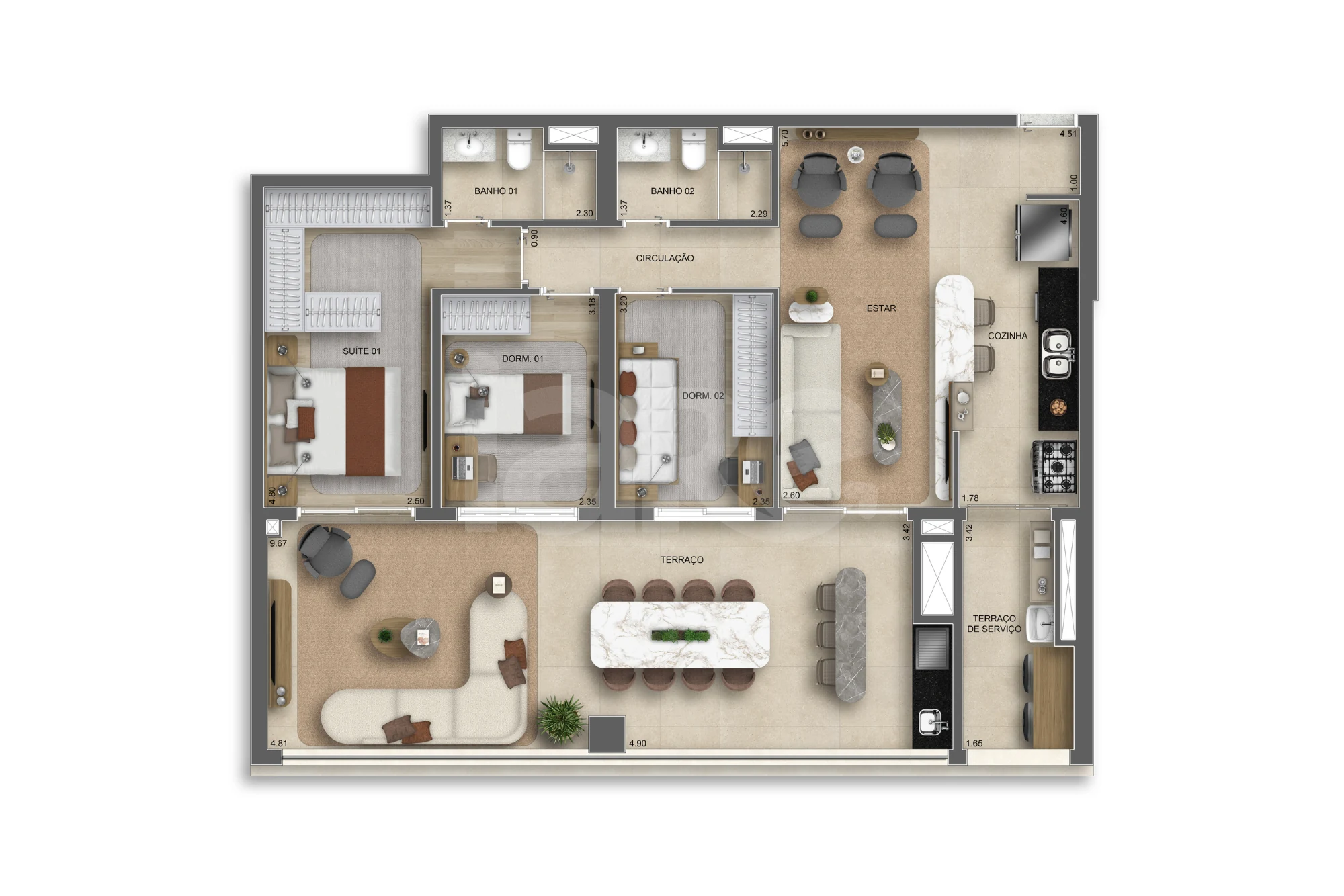 Planta — Apartamento 120 m²