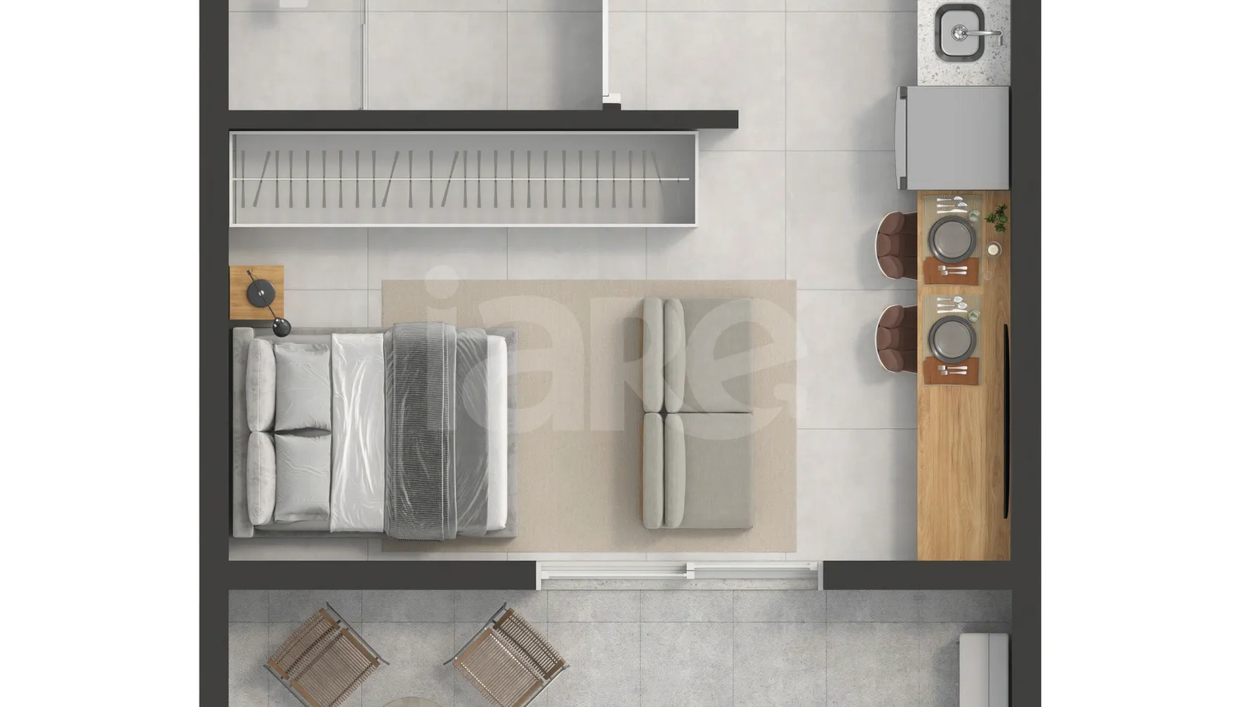 Planta — Studio 36,71 m²