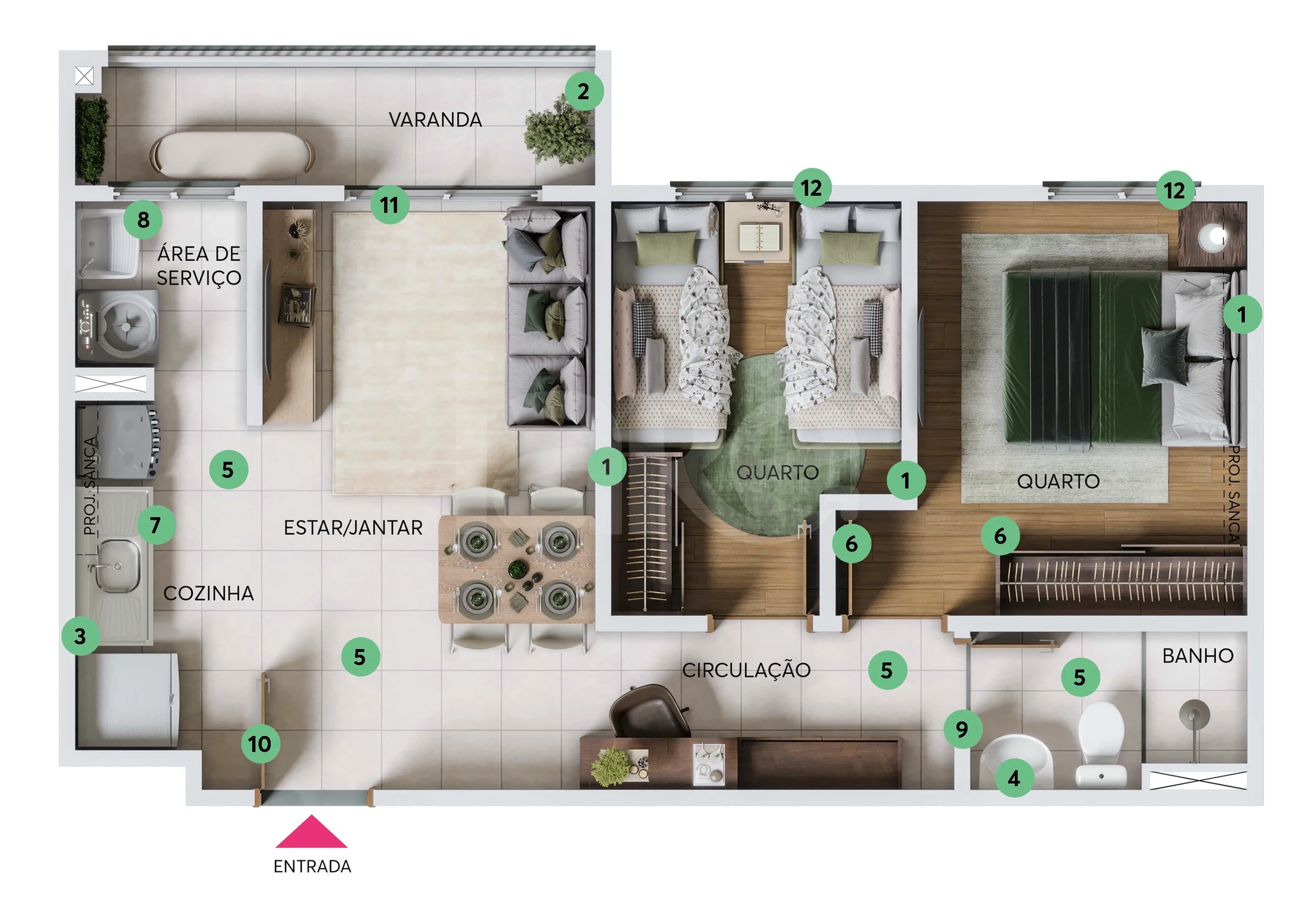 Planta — Apartamento 42,3 m²