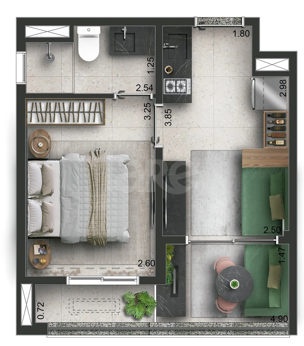 Planta — Apartamento 30,33 m²