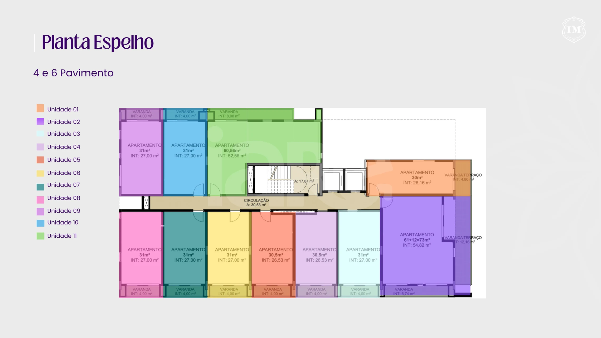 Planta — PLANTA ESPELHO - PAVIMENTOS 4 E 6