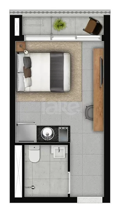Planta — Studio 23,07 m²