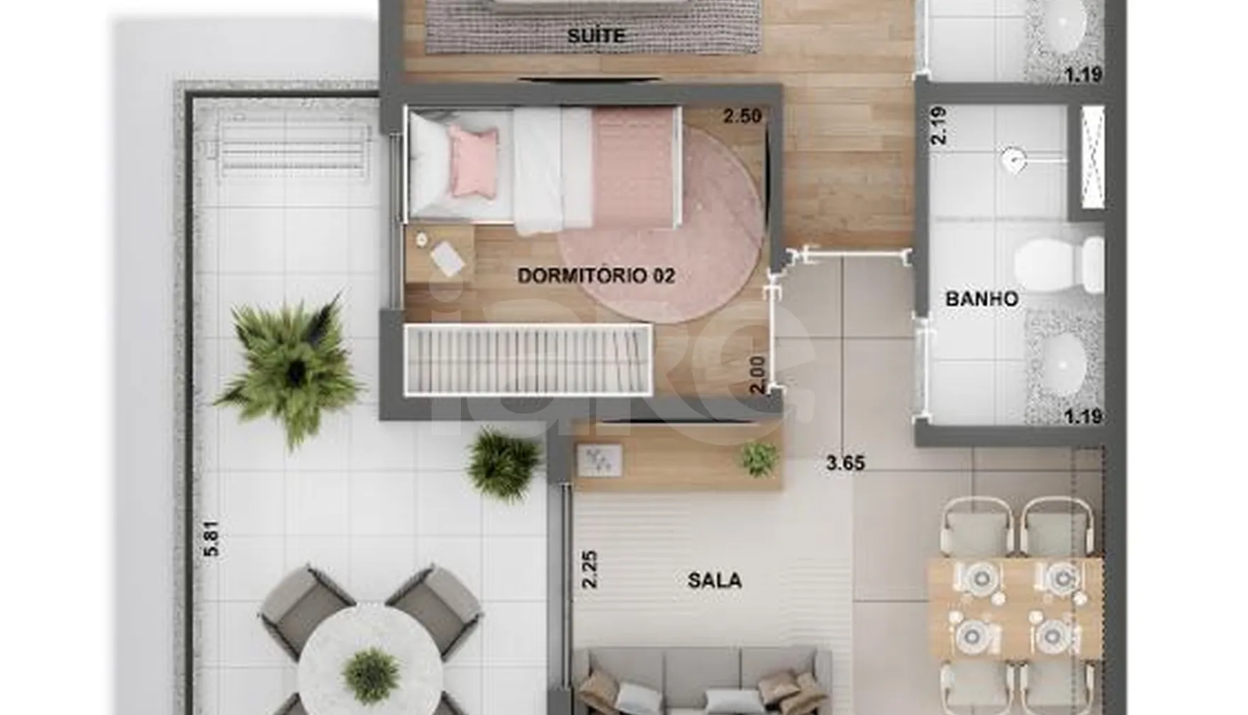 Planta — Apartamento 54 m²