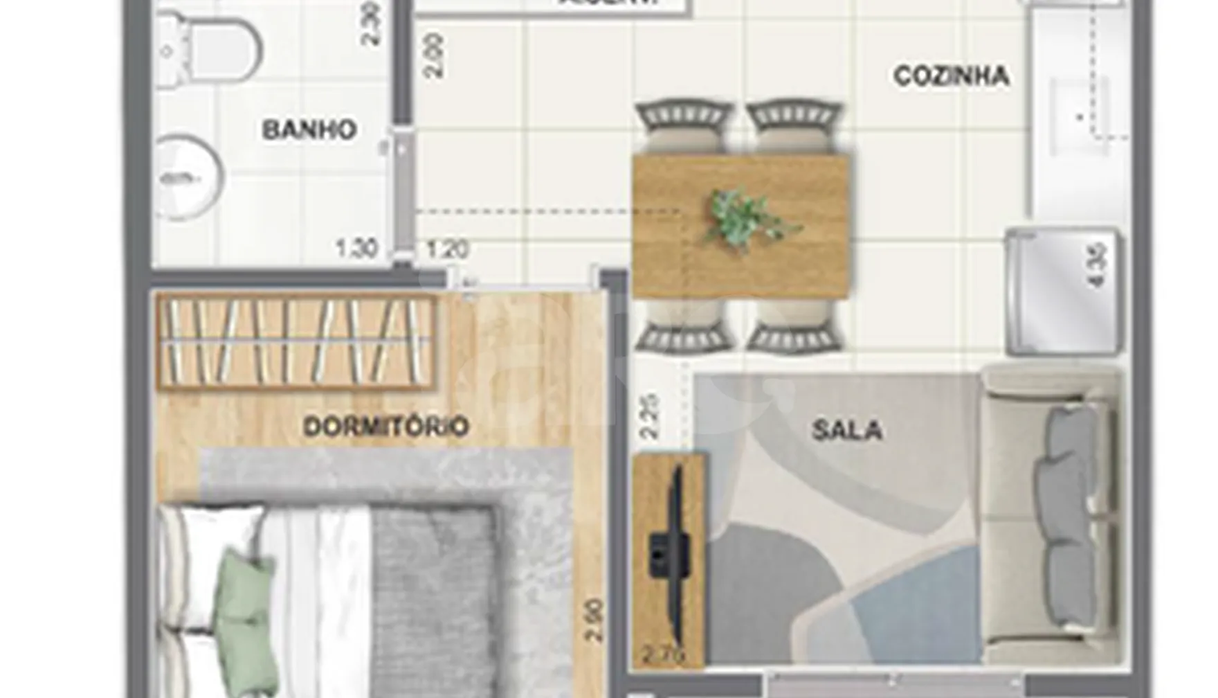 Planta — Apartamento 31,69 m²