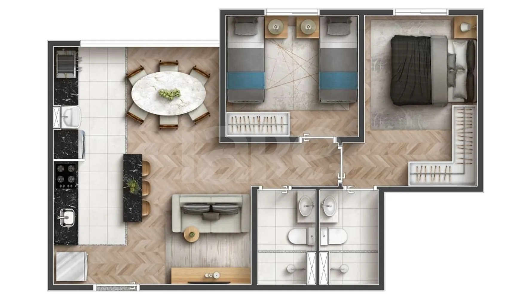Planta — Apartamento 53,16 m²