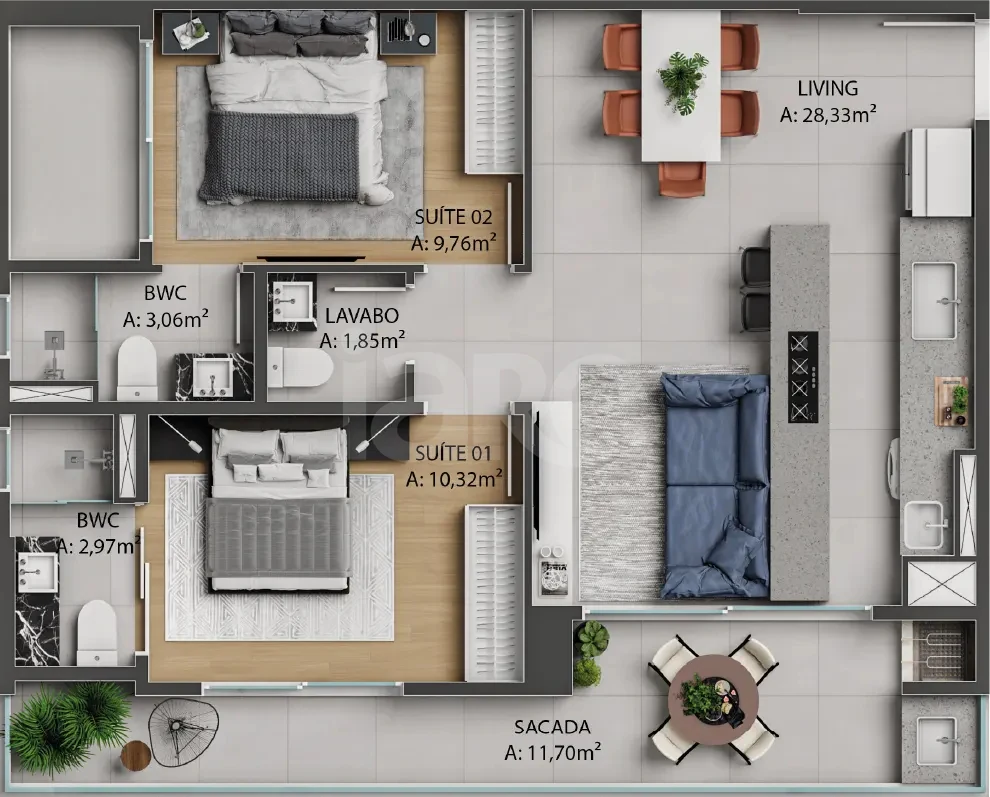 Planta — Apartamento 82 m²
